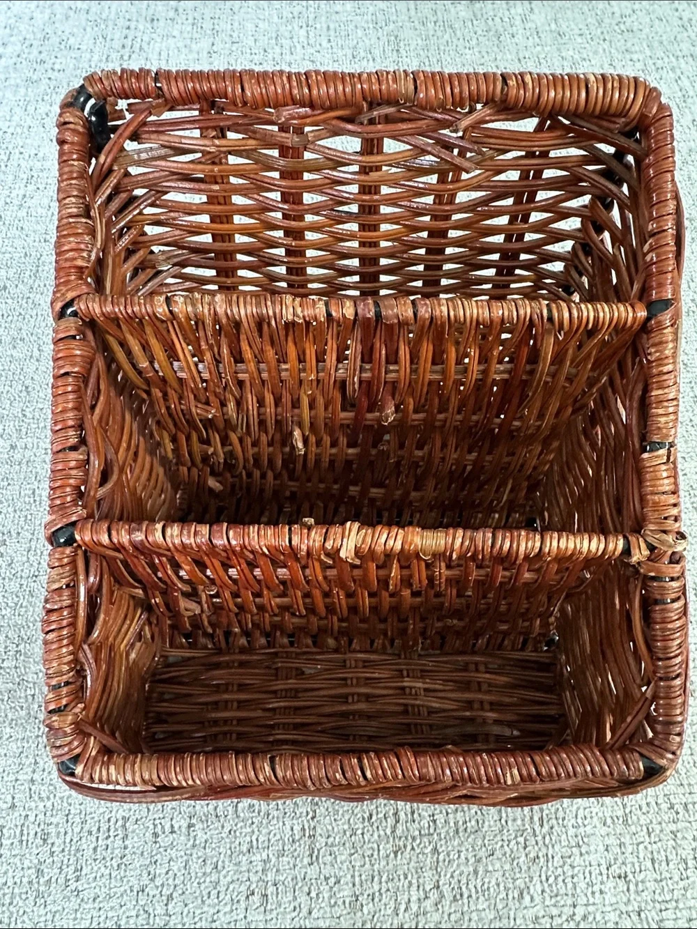 Vintage Woven Rattan Desk Organizer - 3 Tier Boho Mail Sorter & Letter Holder